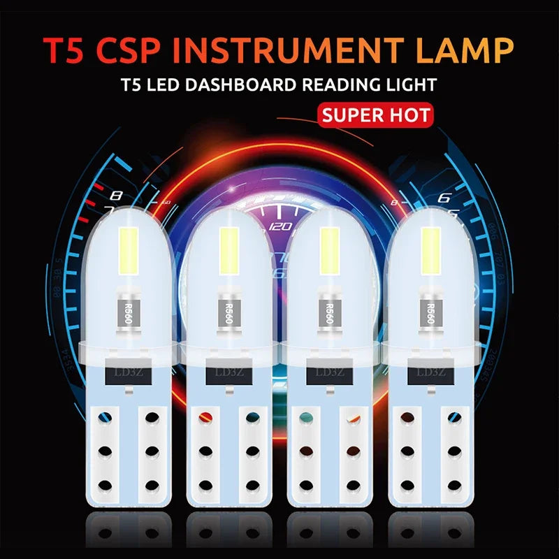 10pcs T5 W3W LED Bulb 3014 2SMD Super Bright Car Interior Da