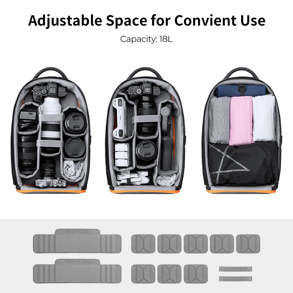 K&F CONCEPT 18L/10L Photography Camera Backpack Lightweight 