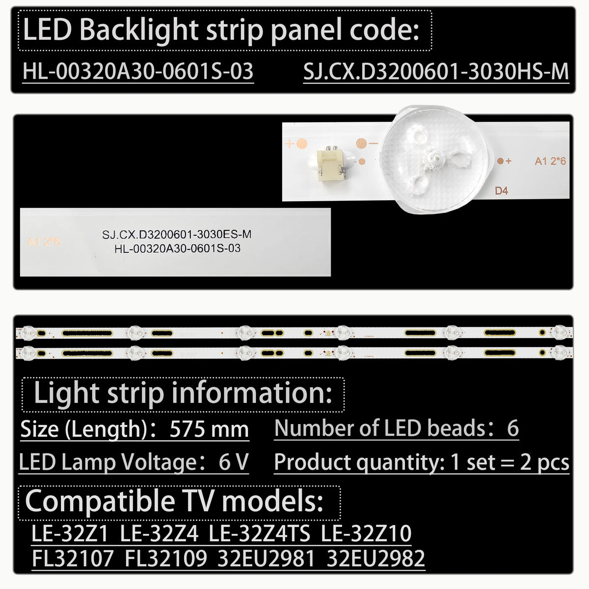 LED Strip for LE-3248ST2 TXV-3274 UN3211L2 PTV32SS04Z IP-LE32 SJ.CX.D3200601-3030HS-M 43MK-C32001-35V2