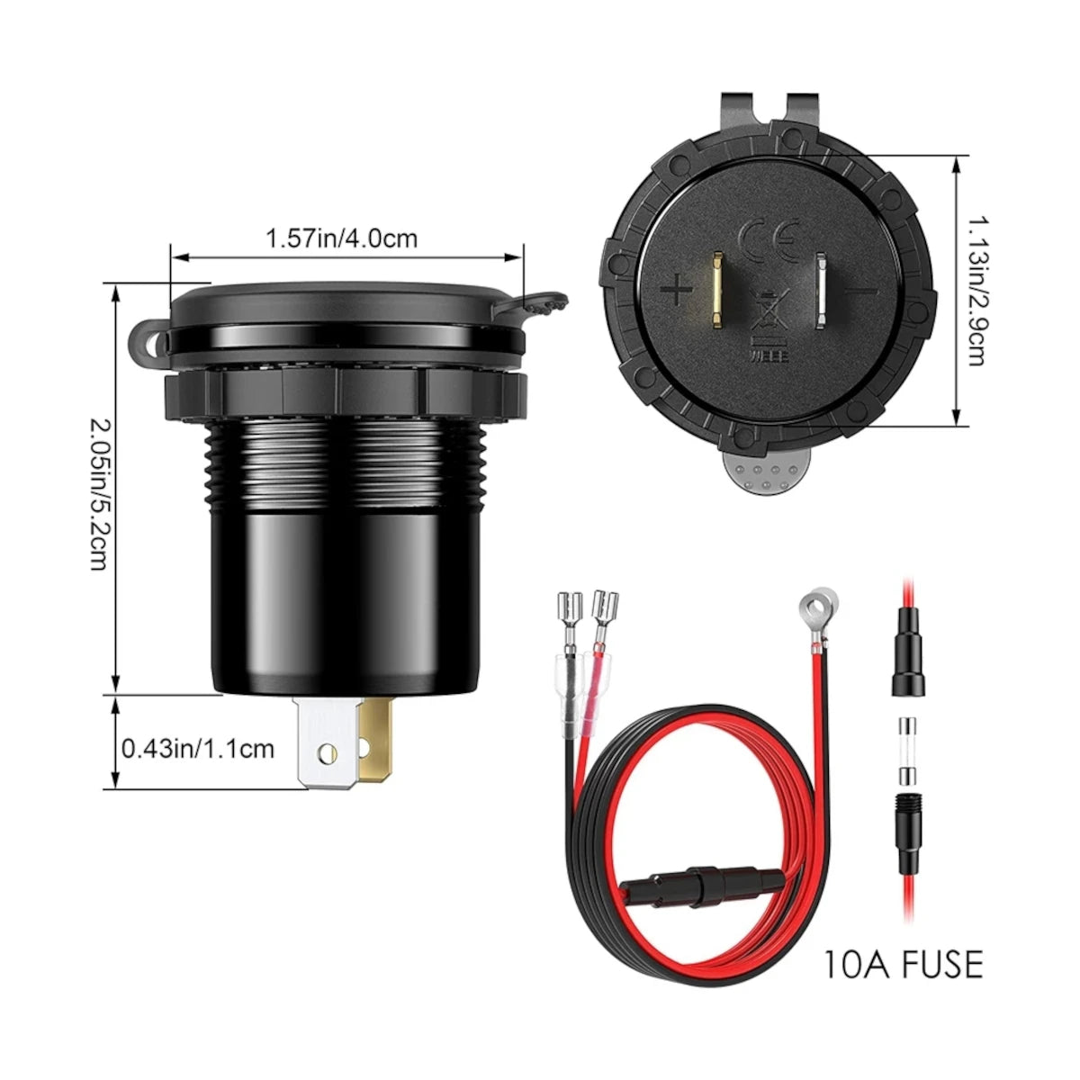 45W Type-C PD QC3.0 USB Car Charger Socket 12V 24V Fast Char