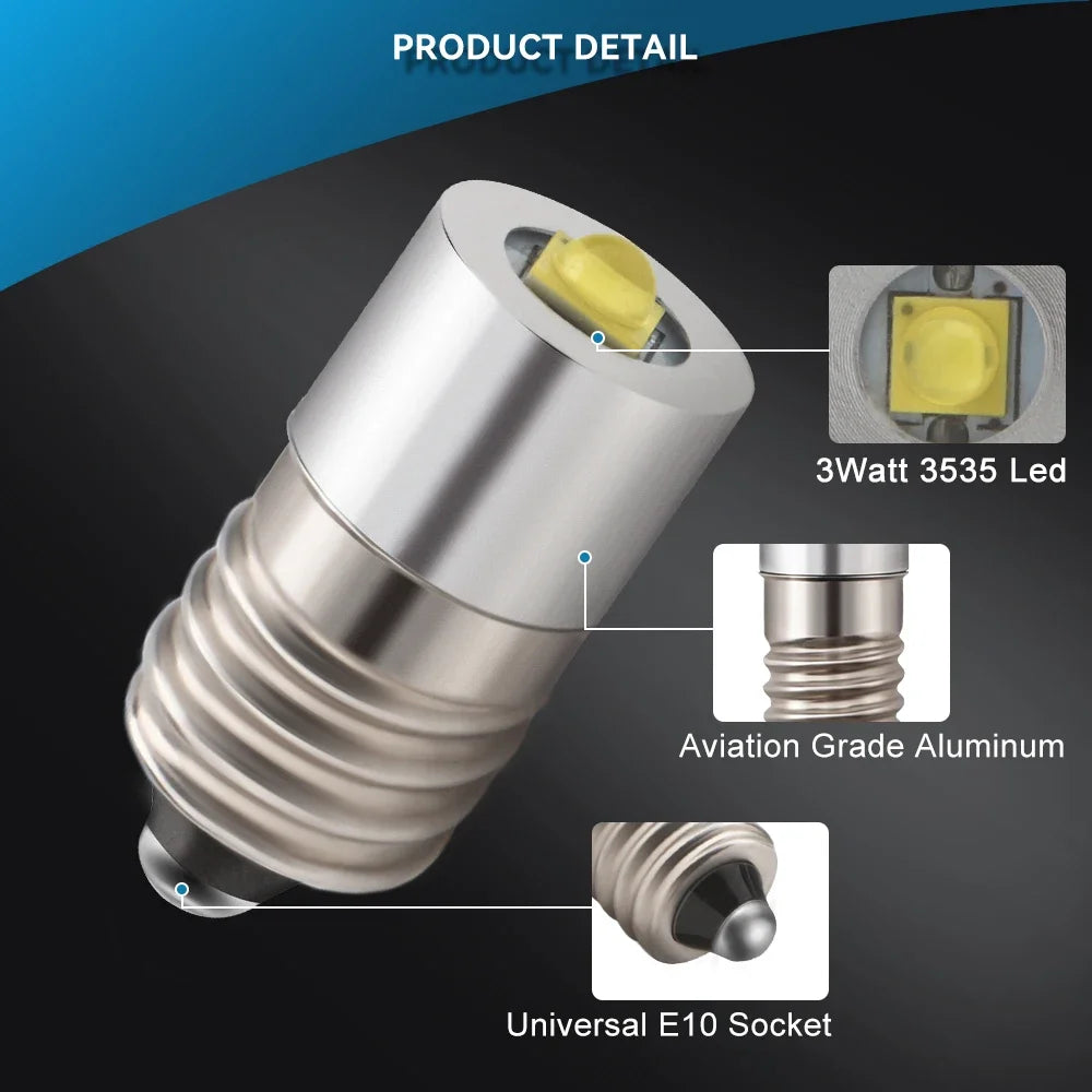 2PCS 7500K E10 Non-polar AC/DC 6V 6.3V to 24V 3535 Led 3W Bu