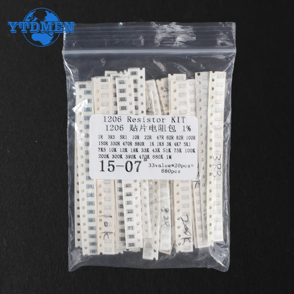 660PCS 0805 1206 1% SMD Resistor Assorted Kit 33 Values Each