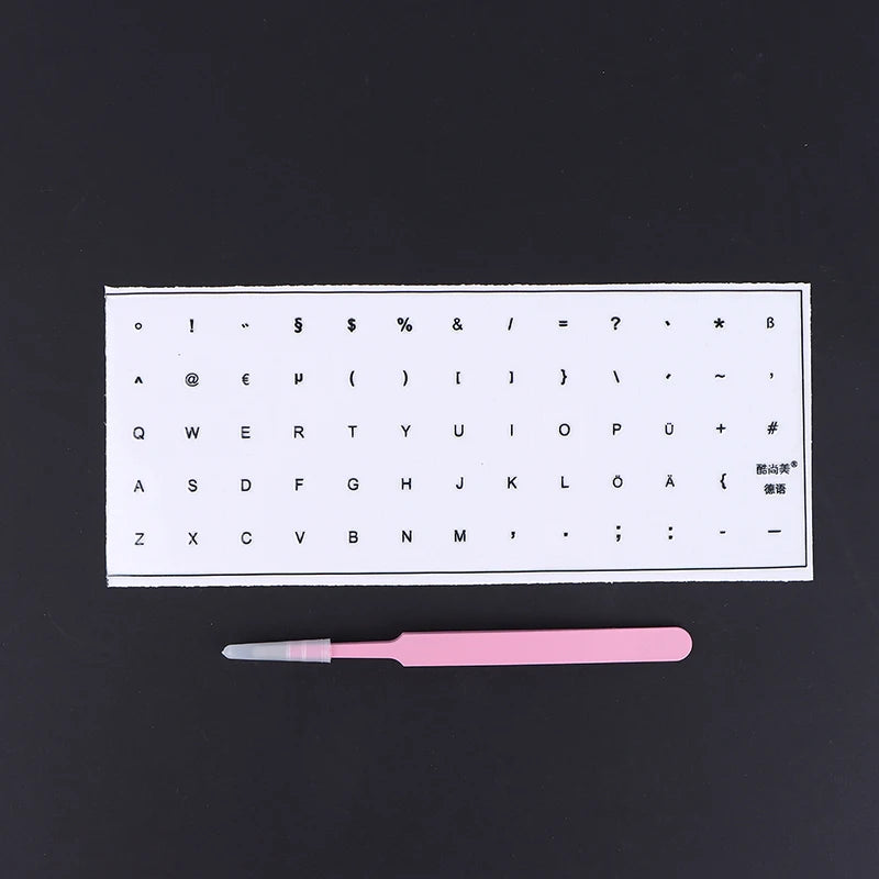 Korean German Transparent Tear Off Keyboard Stickers Universal Laptop Desktop Single Film Engraved Keycap Replacement Sticker