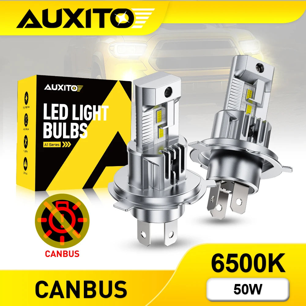 AUXITO 2Pcs Fanless H4 LED Bulbs High Beam Low Beam For Car 