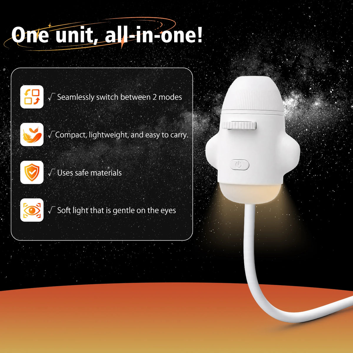 2-in-1 USB Galaxy Projection Light Adjustable Focus Ambient 