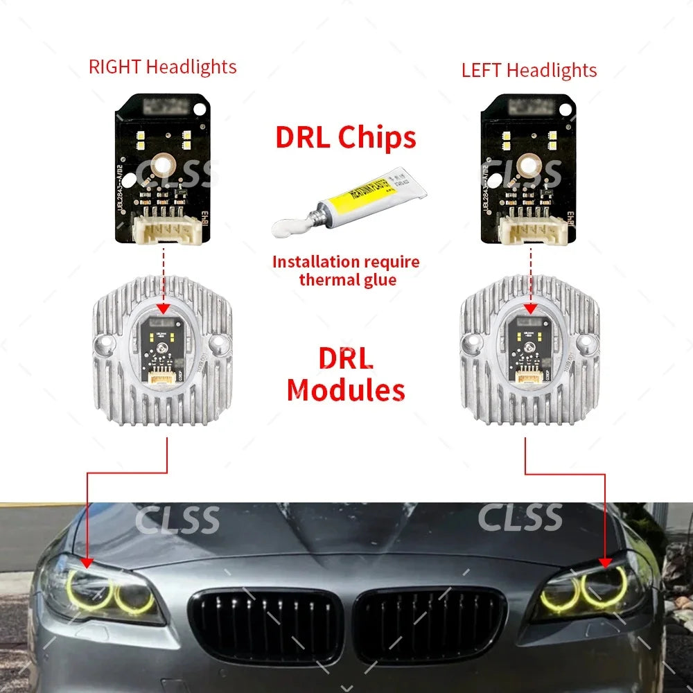 DRL Board Angel Eye Non-RGB For BMW 5 Series G30 G31 F90 M5 G38 2017-2020 LED Headlight Daytime Running Light