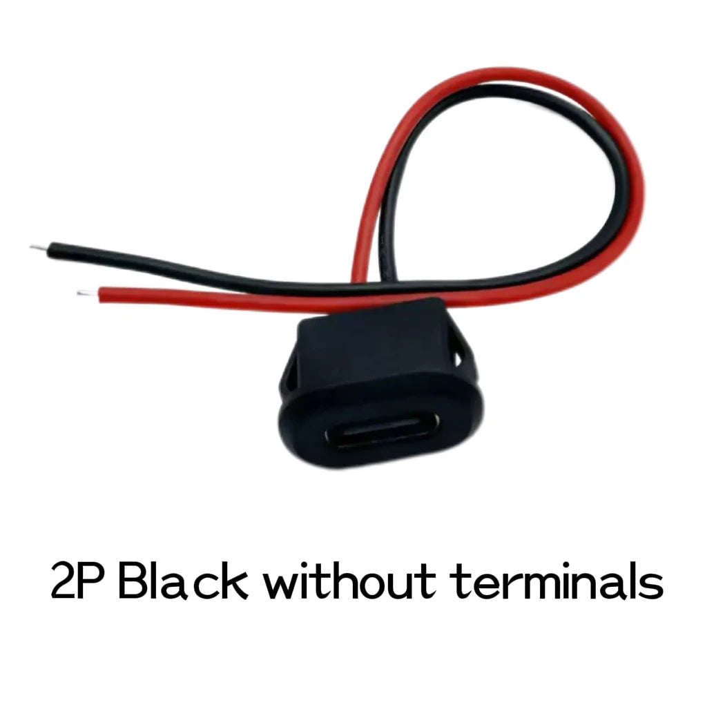 Type C Female Connector Waterproof USB C Female Jack Socket 2 Pin 3A Charging Port Power Cable Extension Direct Crimp Mount