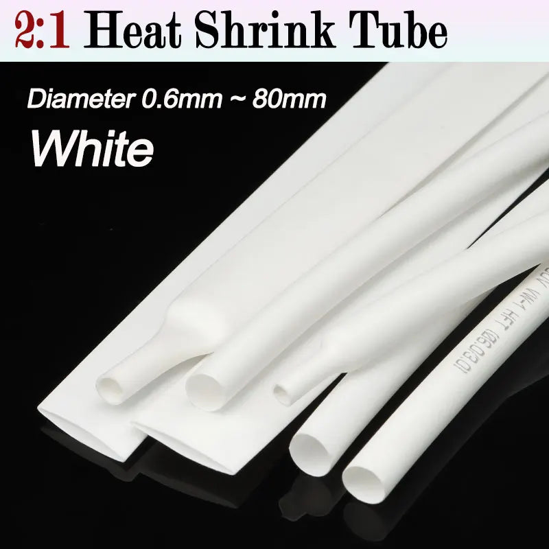 3/5M White 2 1 Shrink Ratio Heat Shrink Tube Diameter 0.6mm 