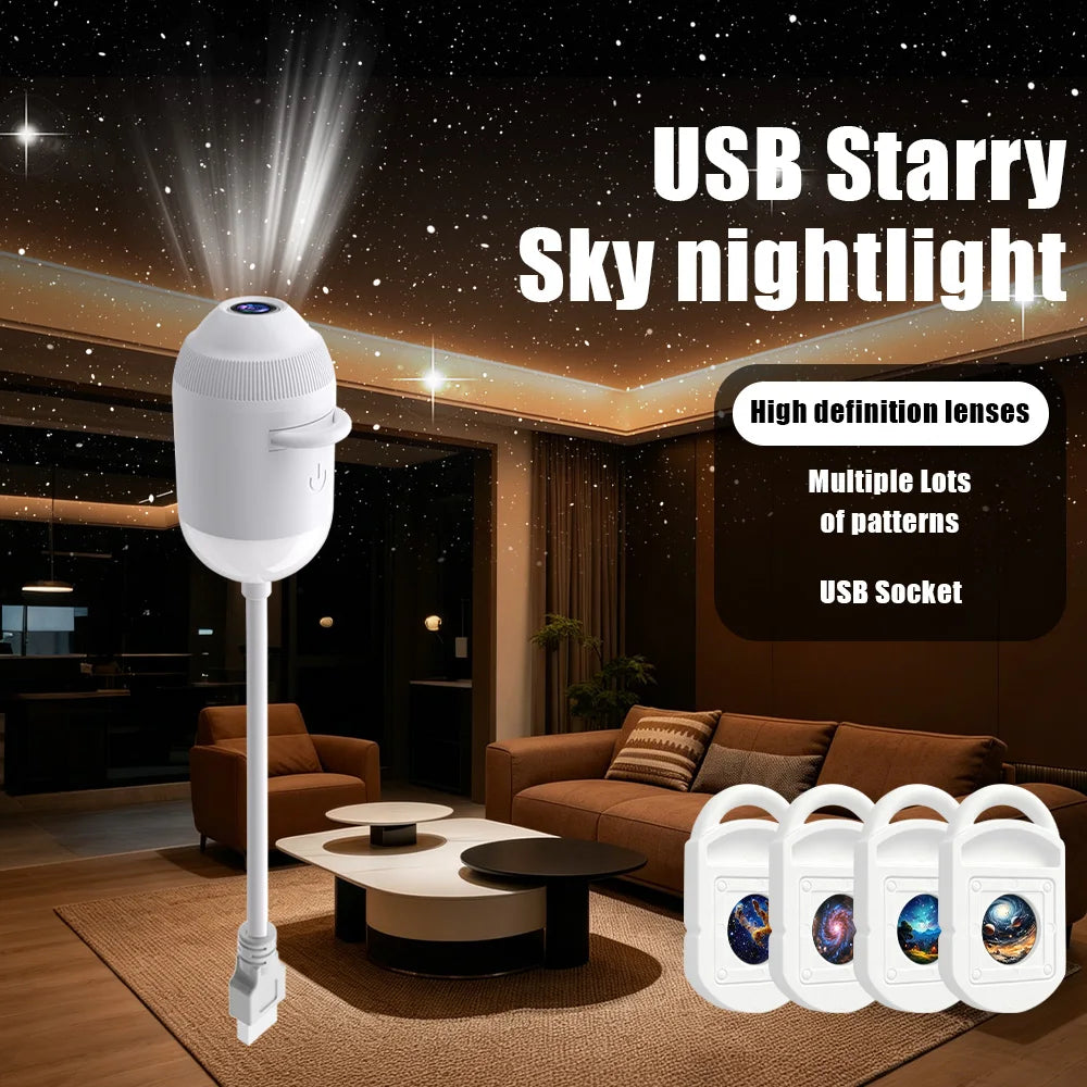 USB Starry Sky Projector Light Adjustable-Angle Car Ambient 
