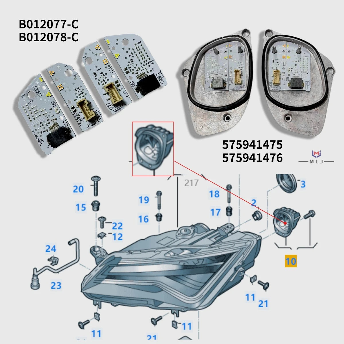 LED Daytime Running Light Turn Signal Controller Board B012077-C B012078-C Fit 575941475 575941476 Module For