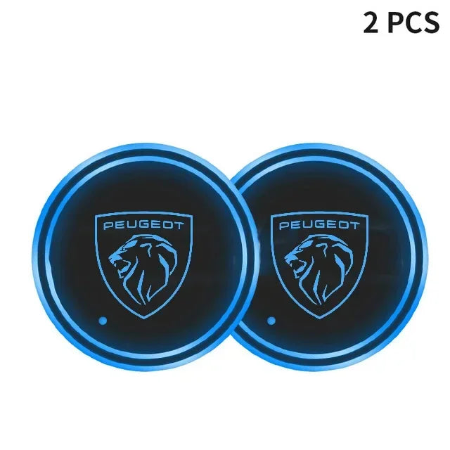 7 Colors LED Car Cup Holder Lights Anti Slip Waterproof Luminous Cup Mat Interior Deco For Peugeot 208 2008 308 3008 5008 408 50
