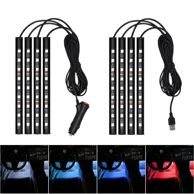5V/12V Car Interior Backlight Ambient Mood Foot Light with C