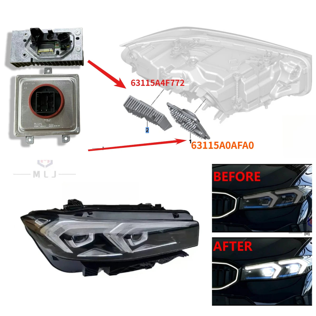 Angel Eyes 63115A0AFA0 63115A4FF771 63115A4FF2 LED Headlight Ballast DRL Control Module For BMW G20 G28