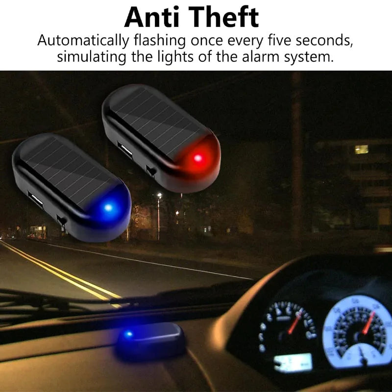 1/2Pcs Car Fake Security Light Solar Powered Simulated Dummy