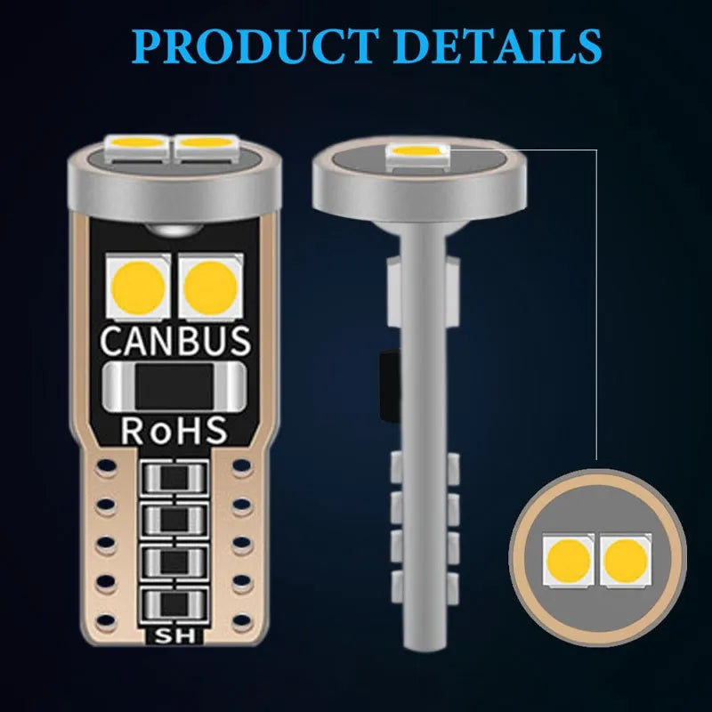 2/6/10Pcs T10 W5W 6SMD 3030 Super Bright LED Canbus No Error