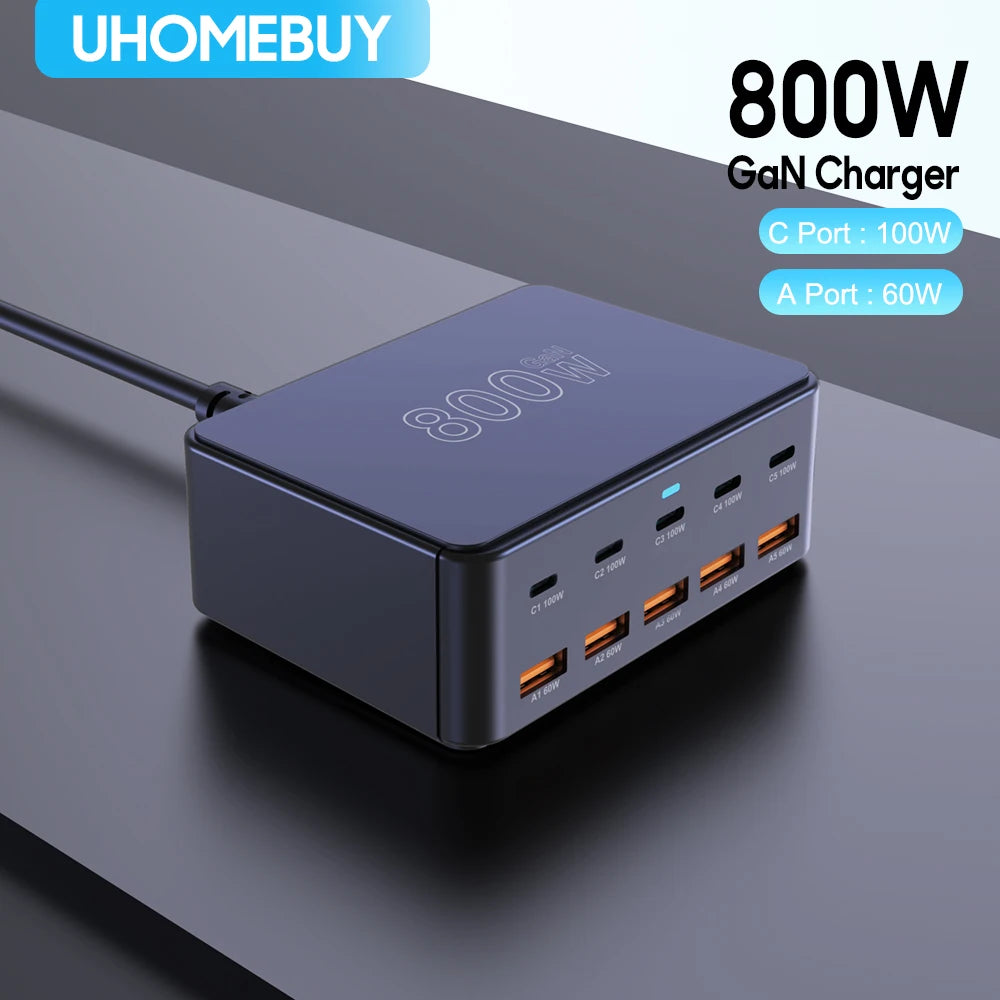 800W USB C GaN Charger 100W PD3.0 PPS QC3.0 Multiport Fast C