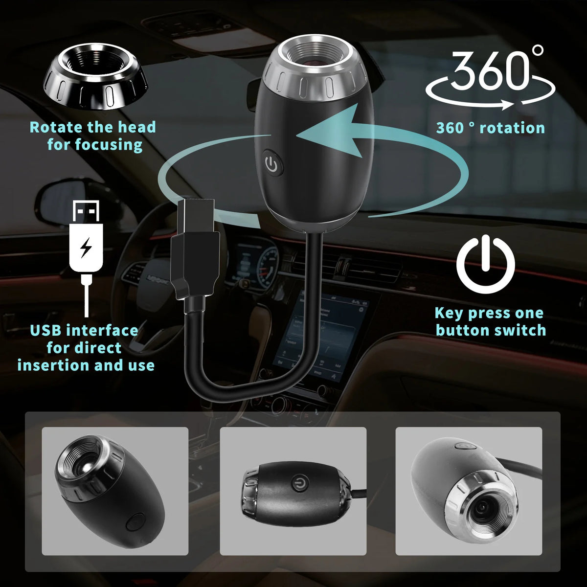 USB Car Atmosphere Projector Light Car Interior Ambient Ligh