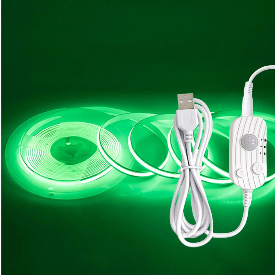 USB Motion Sensor 8mm COB LED Strip DC5V 3 Modes Dimmable Induction Night Light for Bedroom TV Backlight Kitchen Cupboard Decor
