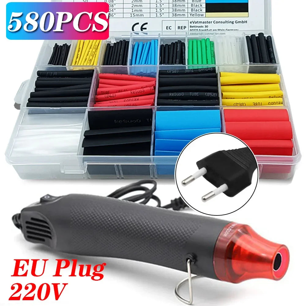 580/328/127PCS Heat Shrink Tubing Wrapping Kit 2 1 Shrinkable Wire Shrinking Wrap Tubing Wire Connect Cover Protection Sleeving
