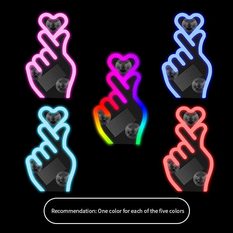 Solar Power Led Finger Heart Shaped Led Ambient Light Suctio