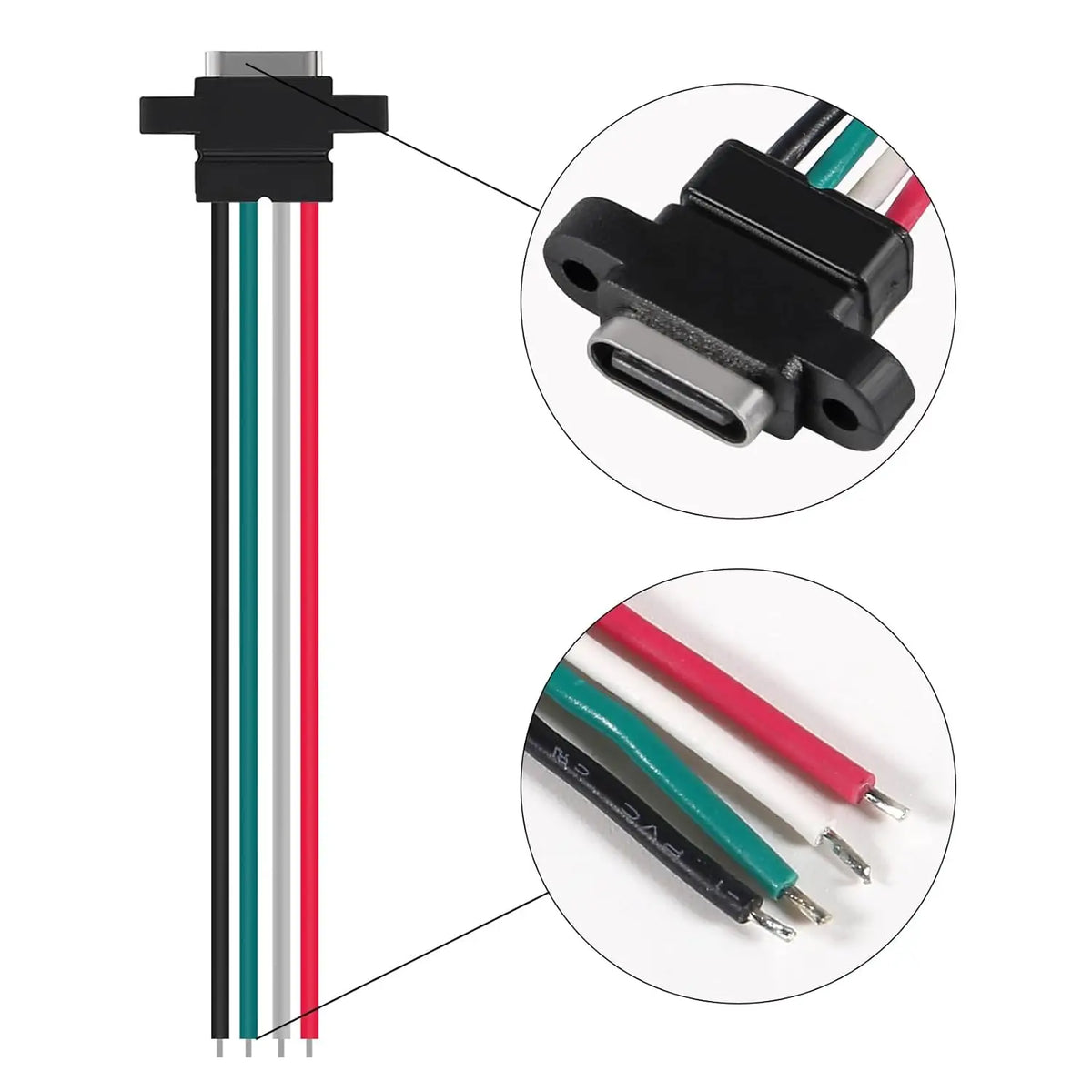 8pcs USB Connector Type-C Female Chassis 4 Pin for DIY Water