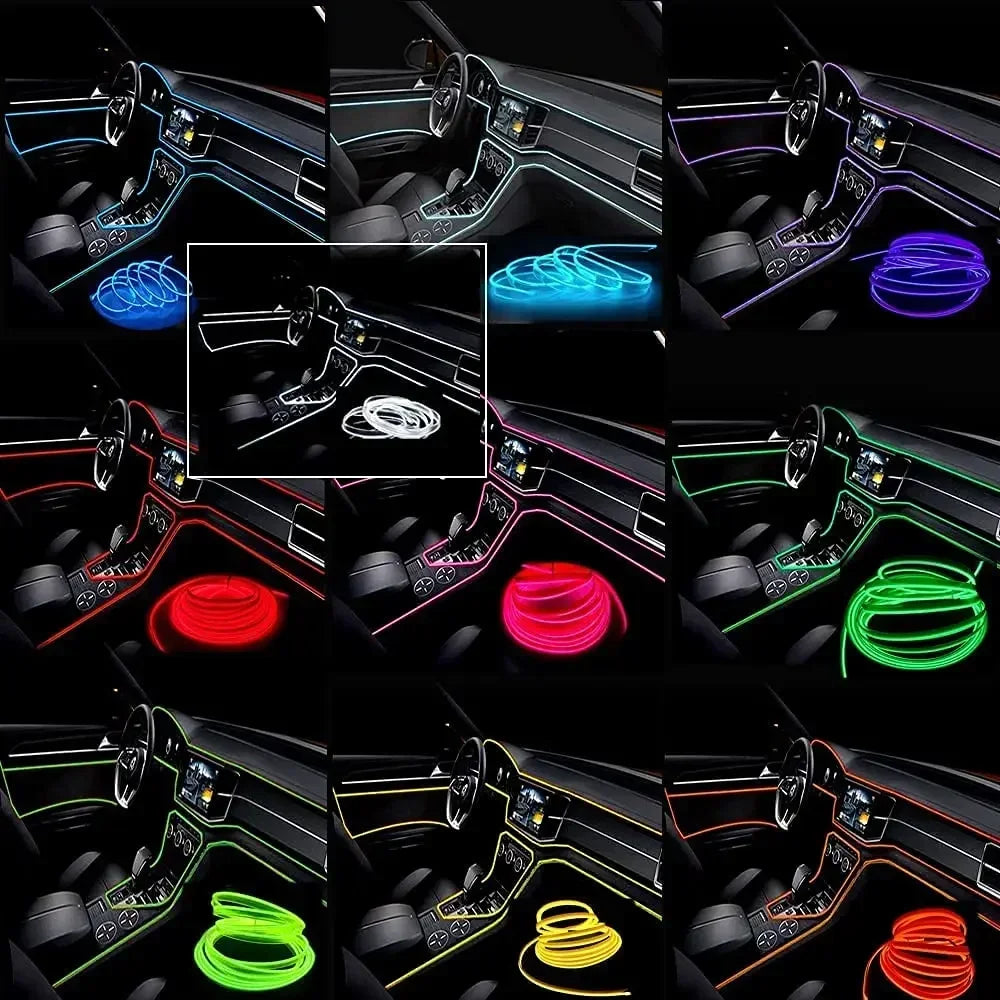 5M Car Interior LED Strip Light EL Wire Neon Ambient Lightin