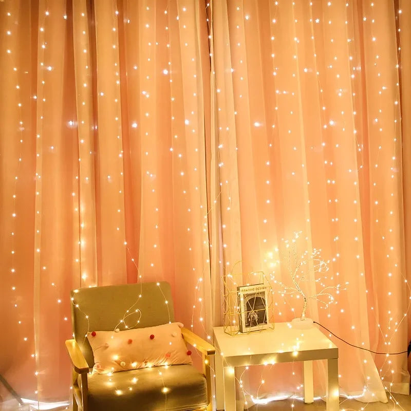 Christmas Lights LED Fairy String Curtain Lights 8 Mode Remo