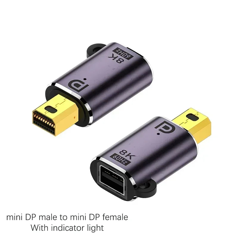 8K Mini DP Displayport 1.4 Adapter Converter 8K 60Hz 4K 144Hz DP to Mini DP Male to female Connector Extender for PC Laptop TV