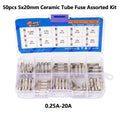 50pcs 5x20mm 0.25A-20A Ceramic Tube Fuse Assorted Kit Amp 0.