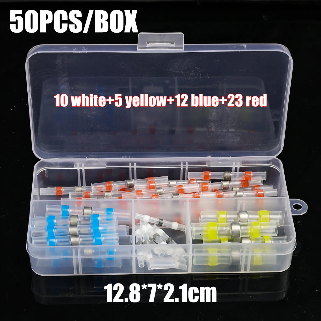 Electrical Wire Connectors Heat Shrink Waterproof Solder Seal Butt Terminals Splice Insulated Solderless Auto Cable Boat Repair