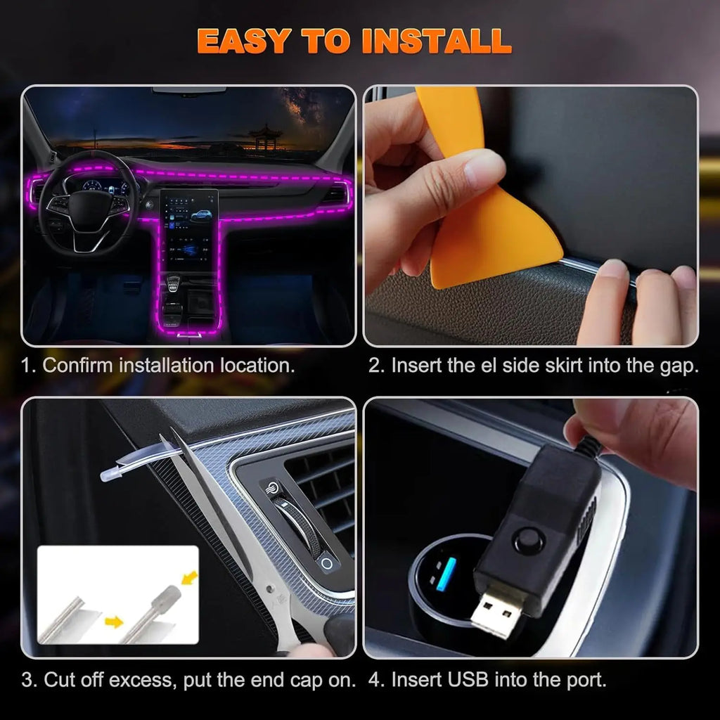 Car LED Strip Lights 196.85inch USB Neon Ambient Lighting Ki