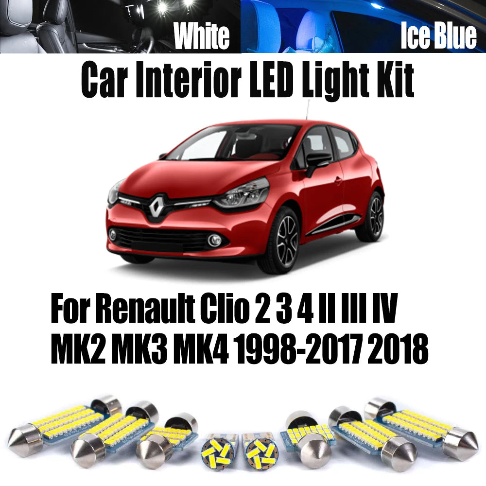 Canbus LED Interior Map Dome License Plate Light Kit For Renault Clio 2 3 4 II III IV MK2 MK3 MK4 for Renault
