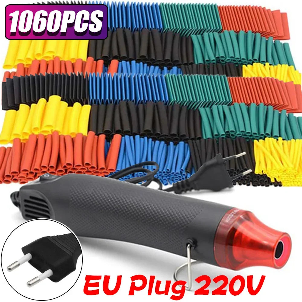 2 1 Shrinkable Wire Shrinking Wrap Tubing Wire Connect Cover Protection with 300W Hot Air Gun 127-10600pcs Heat Shrink Tube