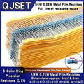 100pcs 1/4W Metal Film Resistor Element 1% 0.25W 1K 1.5K 2.2