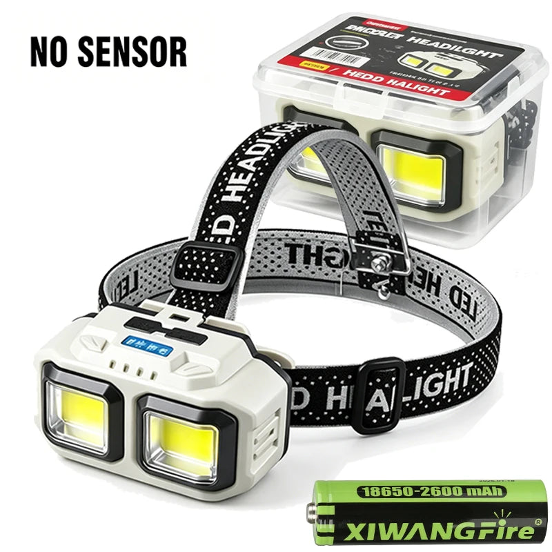 Super Bright LED Induction Headlamp USB Rechargeable Flashlight Headlight Waterproof Head Light For Outdoor Camping Fishing