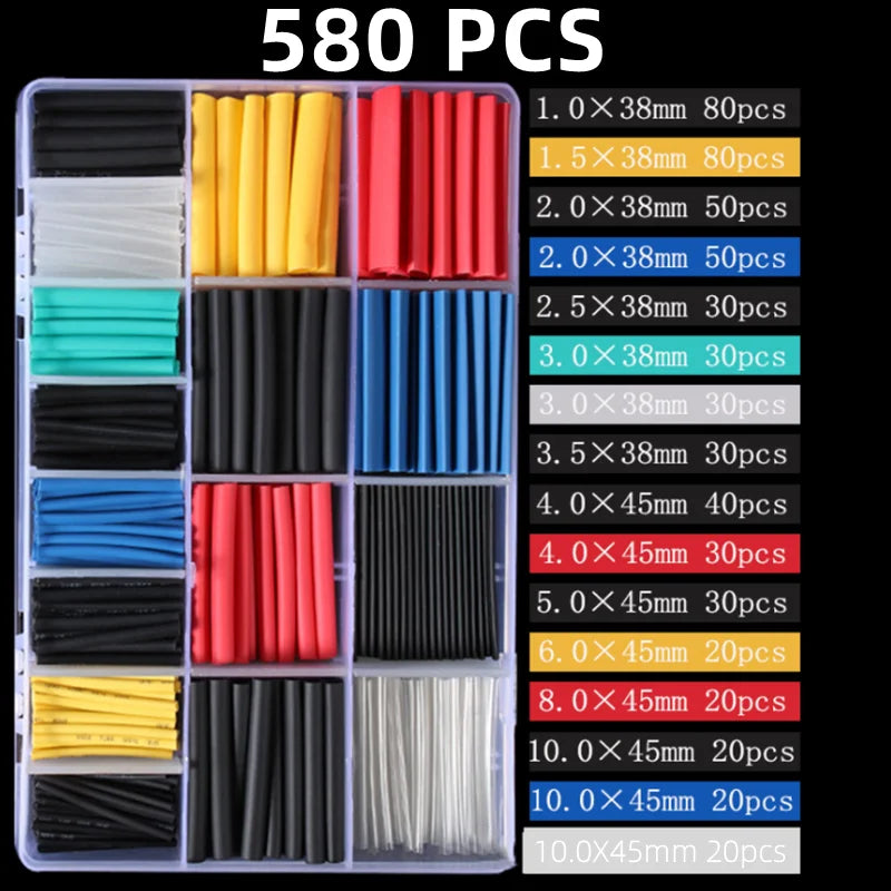 2 1 Heat Shrink Tubing 127-850 PCS Insulated Polyolefin Sheathed Electronic DIY Kit Electrical Connection Tubing Cable Sleeves
