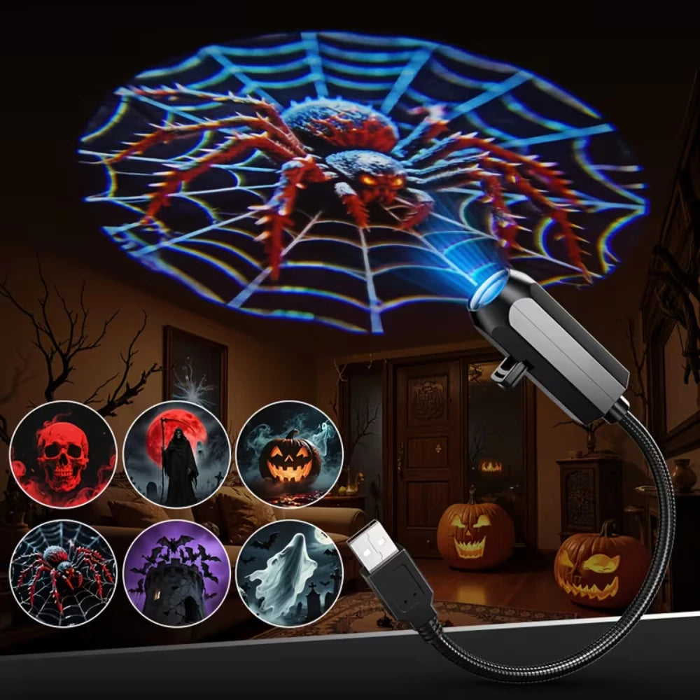 USB Halloween Projector Light 6 Patterns Mini LED Spooky Pro