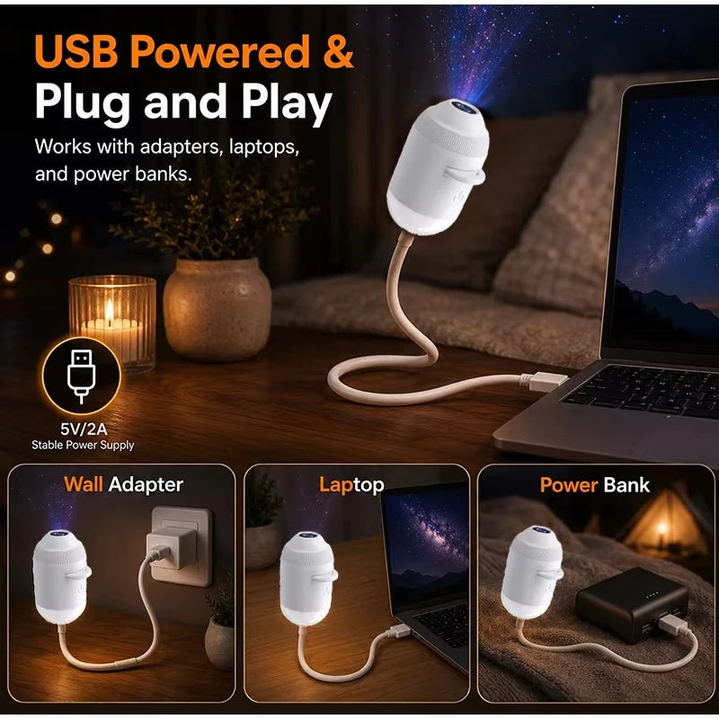 USB Starry Sky Projector Night Light 360 Adjustable Galaxy A