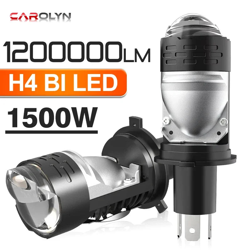 1200000LM H4 LED Projector Car Motorcycle Headlight Bi LED Mini Lens Projector H4 Mini Projector Lens Headlamp 12V