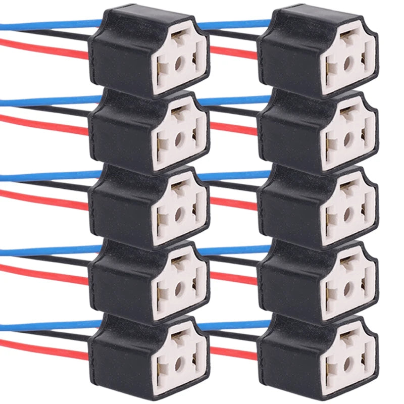 Ceramic LED H4 Headlight Socket Car Headlight Replacement Repair Bulb Holder Connector Plug Auto H4 Bulb Wire Socket 20/2pcs
