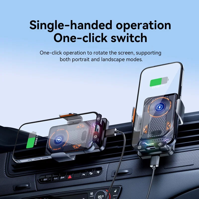 15W Universal Car Wireless Charger Stand Auto Touch to 90 De