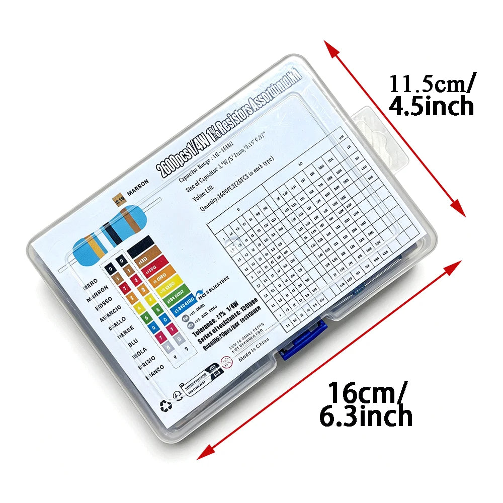 2600pcs/lot 130 Values 1/4W 0.25W 1% Metal Film Resistors As