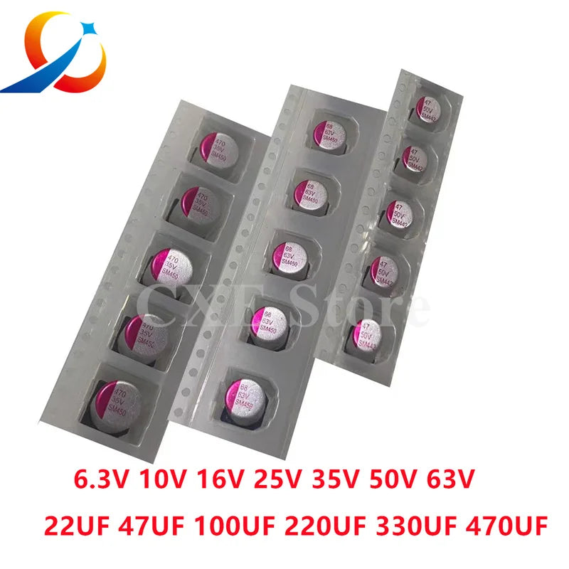 10PCS SMD Solid Capacitors 6.3V 10V 16V 25V 35V 50V 63V 10UF