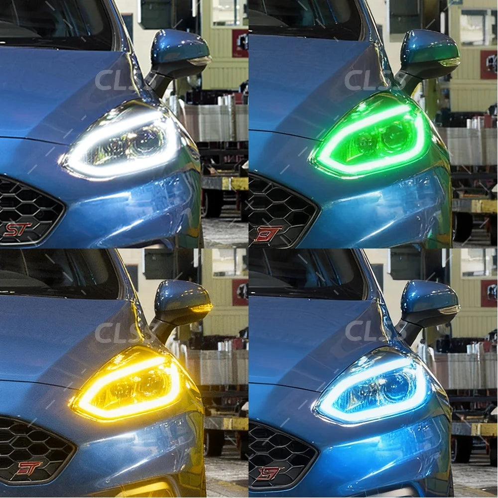 Angel Eyes DRL Boards Headlight Daytime Running Light Chip Module Blue Amber For Ford Fiesta MK8 2017-2022