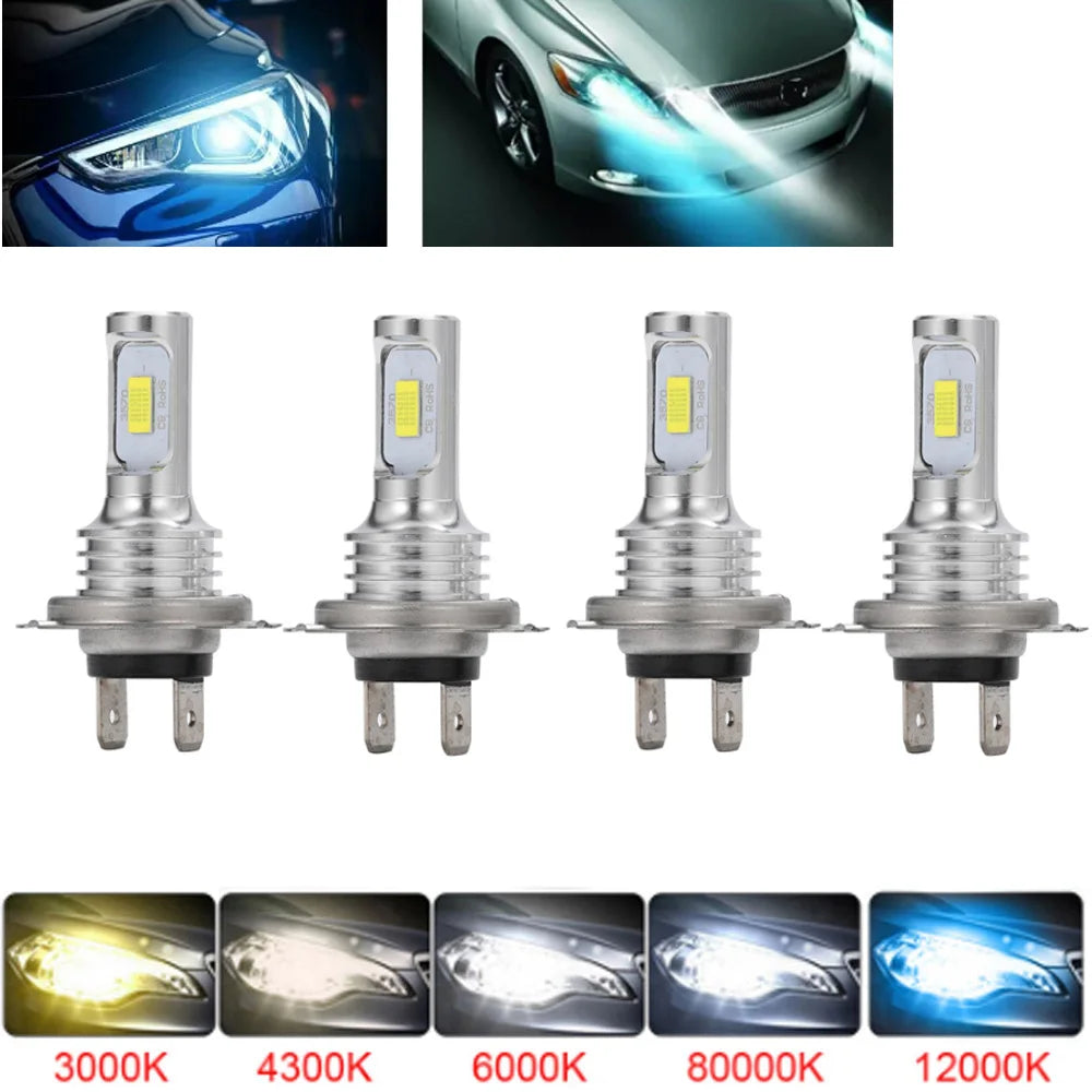 4PCS H7 LED H4 Headlight KIT Combo Bulbs High Low Beam Super