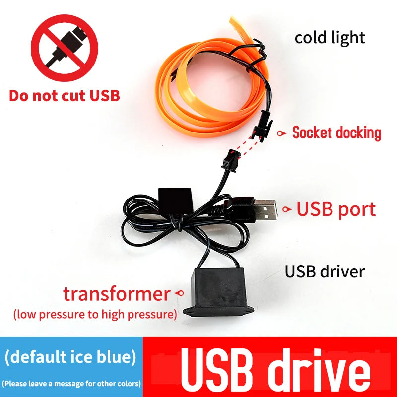 5m Car Interior Atmosphere Lighting LED Strip 5V DIY Flexibl