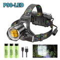 Most Powerful Rechargeable LED Headlamp XHP90 Lamp Beads Wat