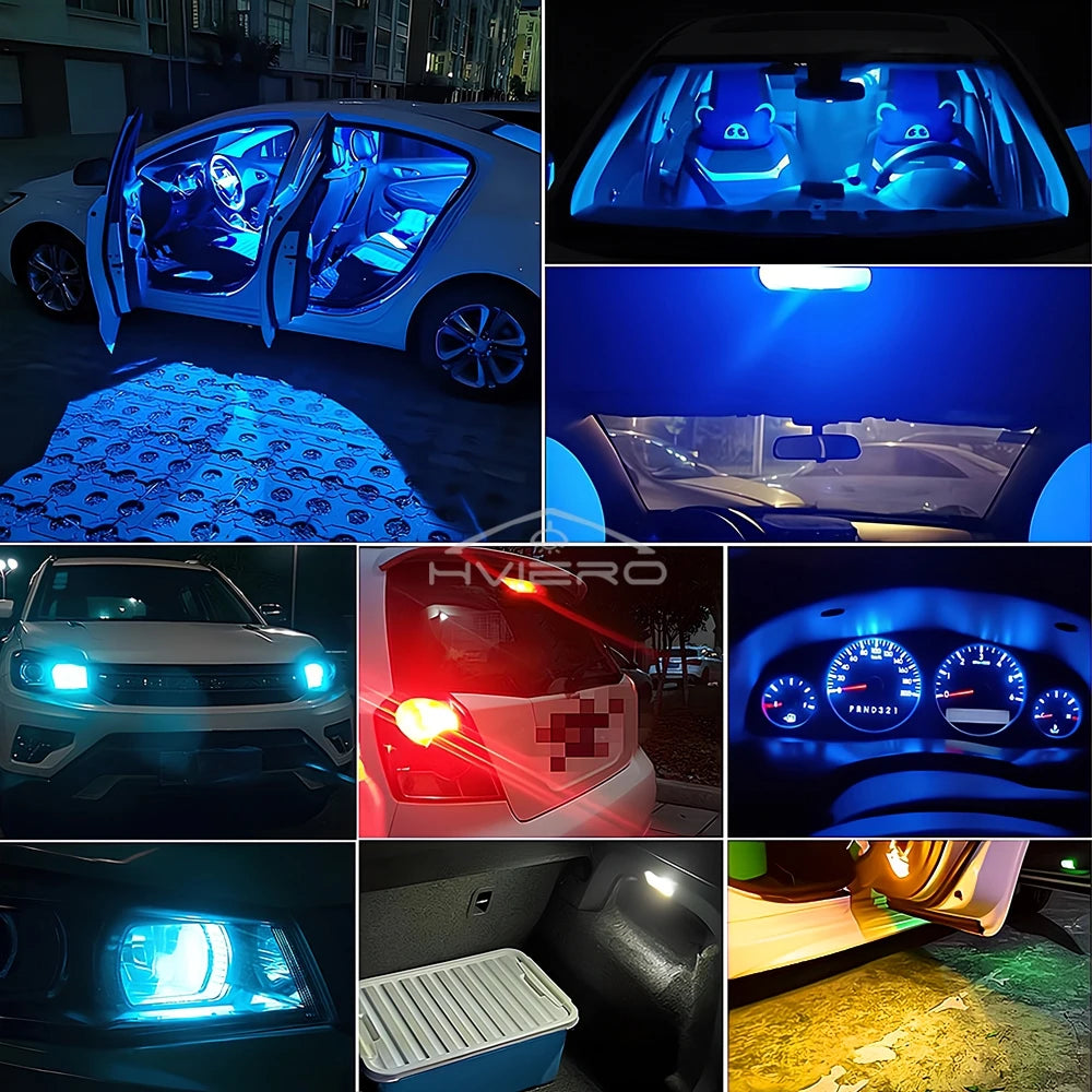 10Pcs Glass Wedge License Plate Lamp Cob LED Car Bulbs T10 W