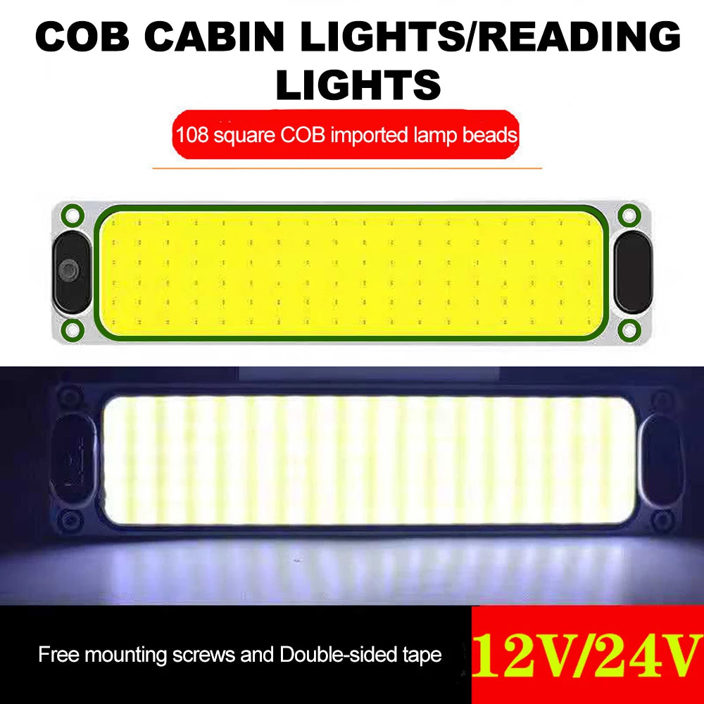 1/2PCS LED Car Interior Light 12V 24V Highlight COB Cabin Ca