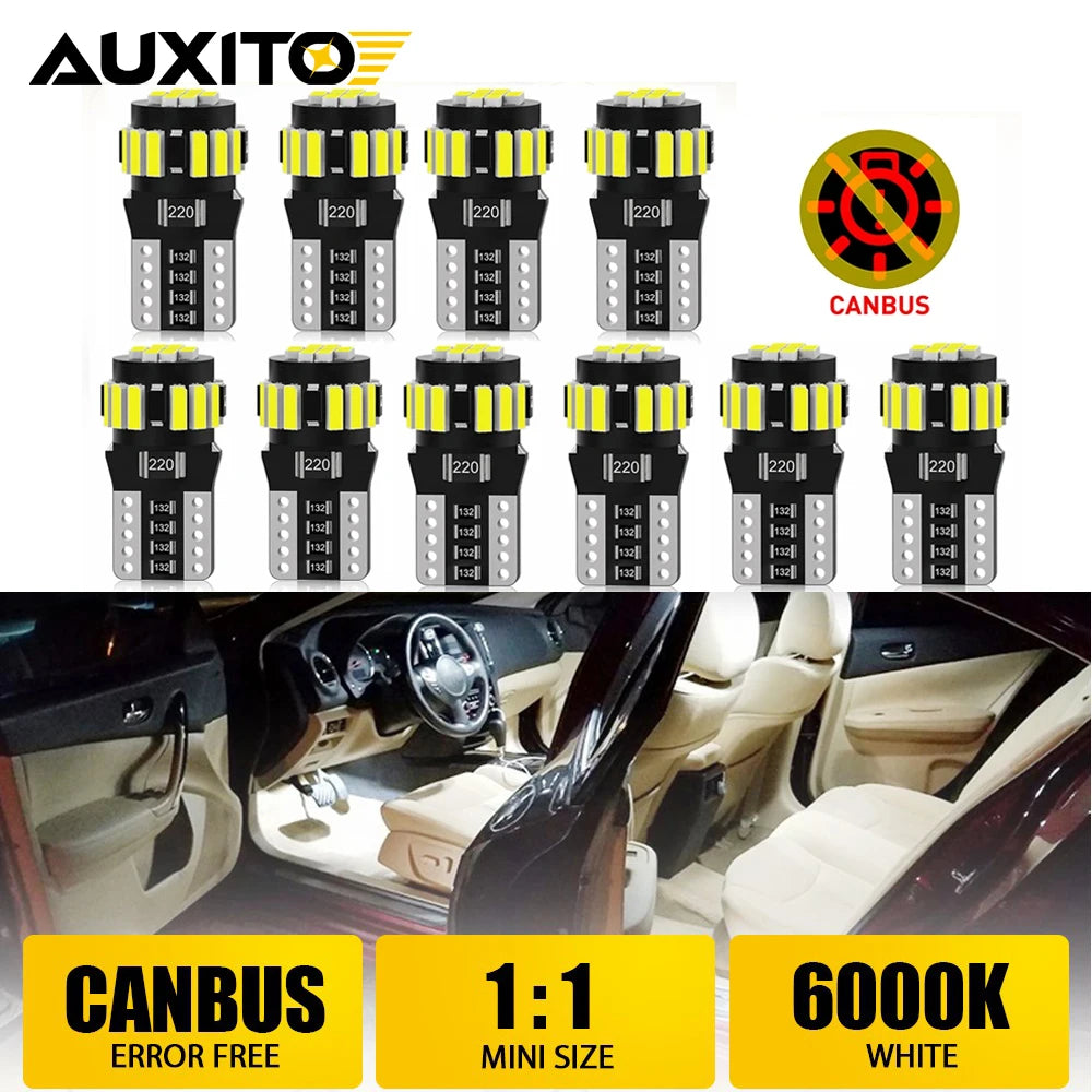 AUXITO 10/8/6/4/2Pcs Canbus 194 501 T10 W5W LED Bulb No Erro